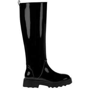 NWOT Aerosoles Slalom Lug Sole Knee-Hi Glossy Black Rain Boots – Sz 9.5